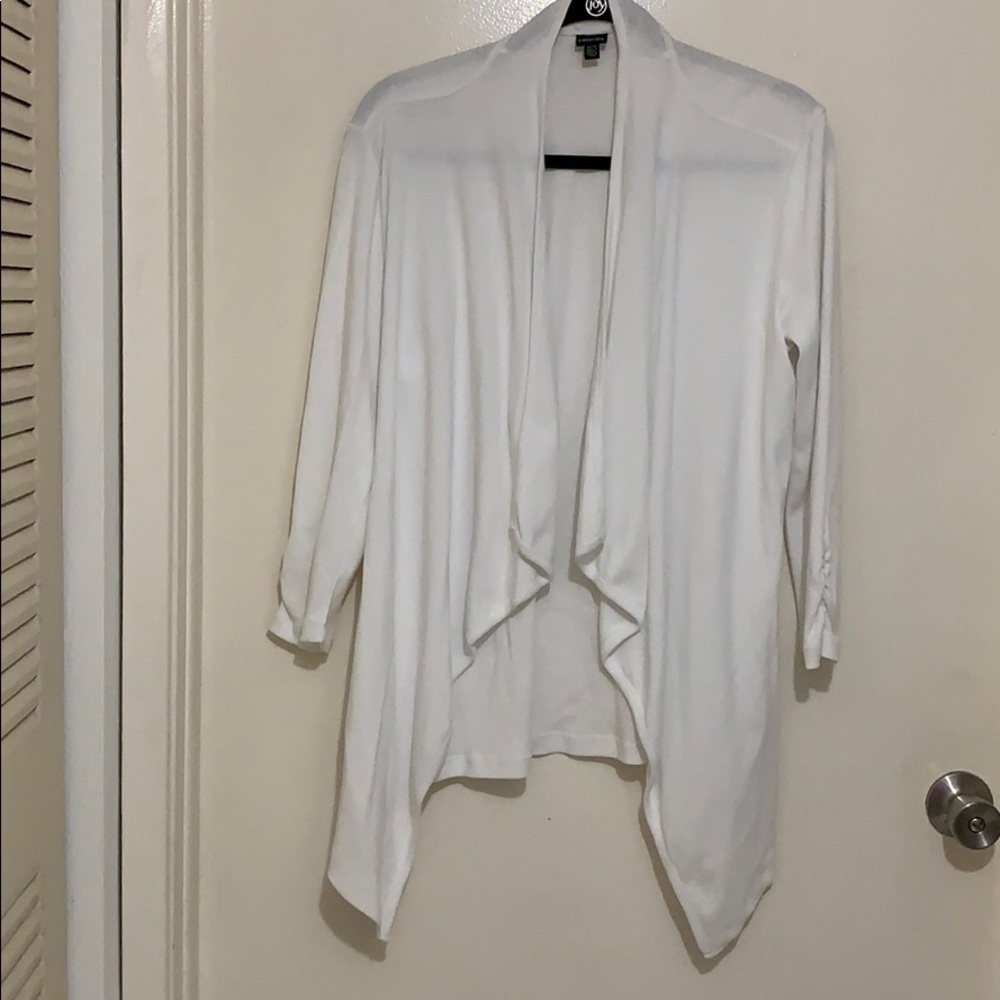Rafaella white open cardigan with 3/4 sleeves